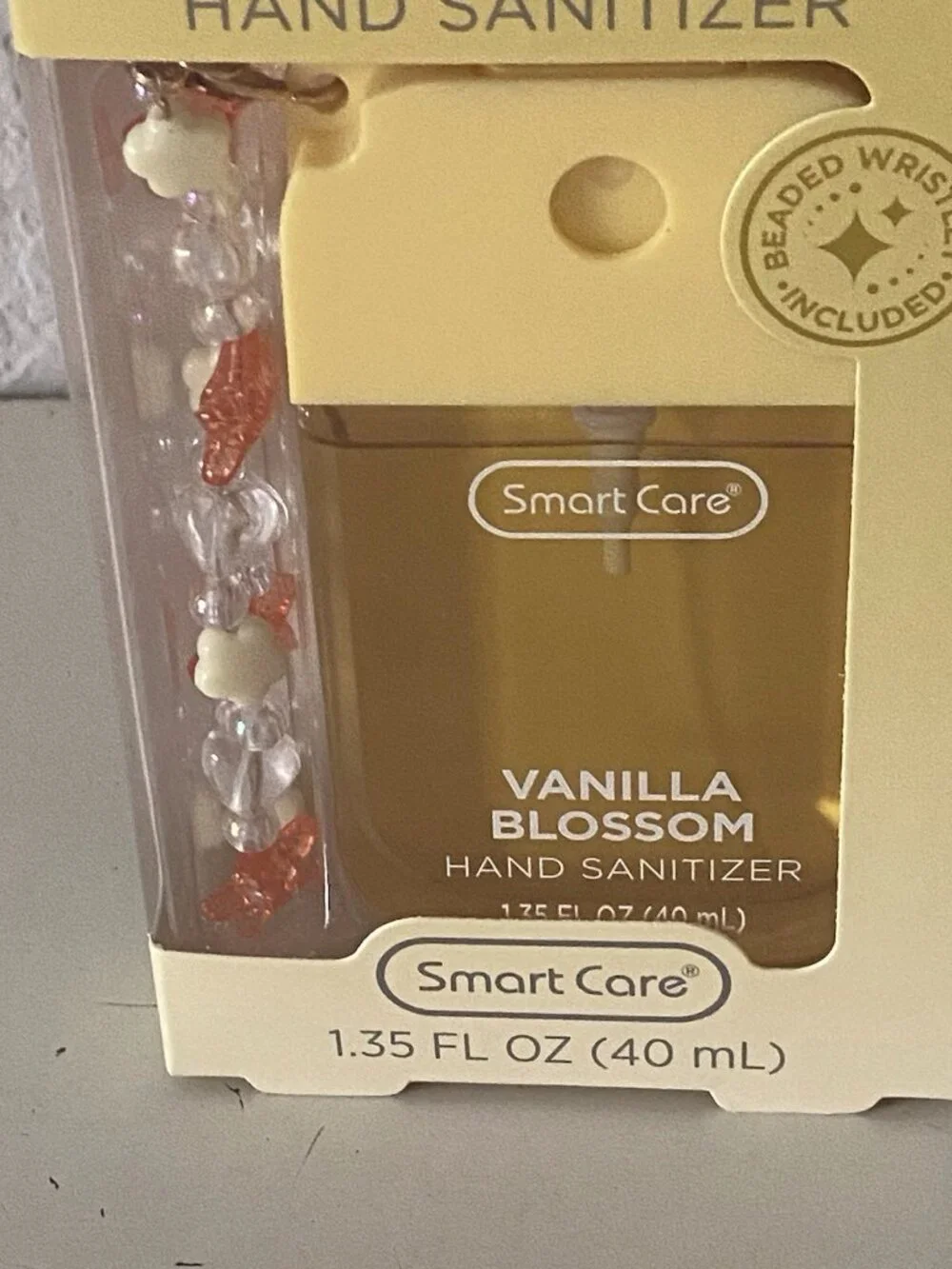 Smart Care Scented Hand Sanitizer Spray 1.35 Oz Vanilla Blossom Beaded Wristlet